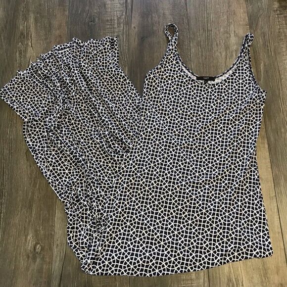 Tart Womens Long Maxi Dress Navy White Geometric Thin Straps Scoop Neck Small - Picture 1 of 12